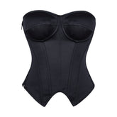 Women’s Striped Corset Top, Strapless Bustier Top, Blazer Style Corset Vest, Boned Waist Cincher with Built-In Underwire Cups