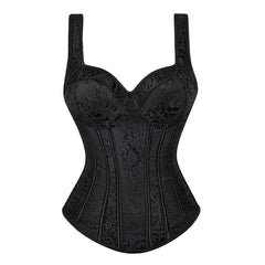 Women’s Gothic Jacquard Overbust Corset Top with Shoulder Straps – Mardi Gras, Halloween & Party Outfit