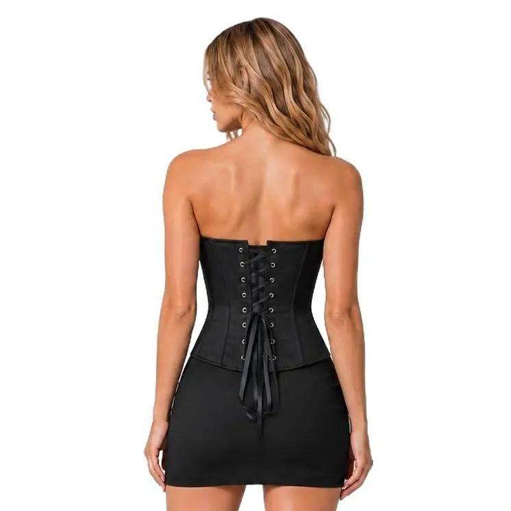 Women’s Striped Corset Top, Strapless Bustier Top, Blazer Style Corset Vest, Boned Waist Cincher with Built-In Underwire Cups