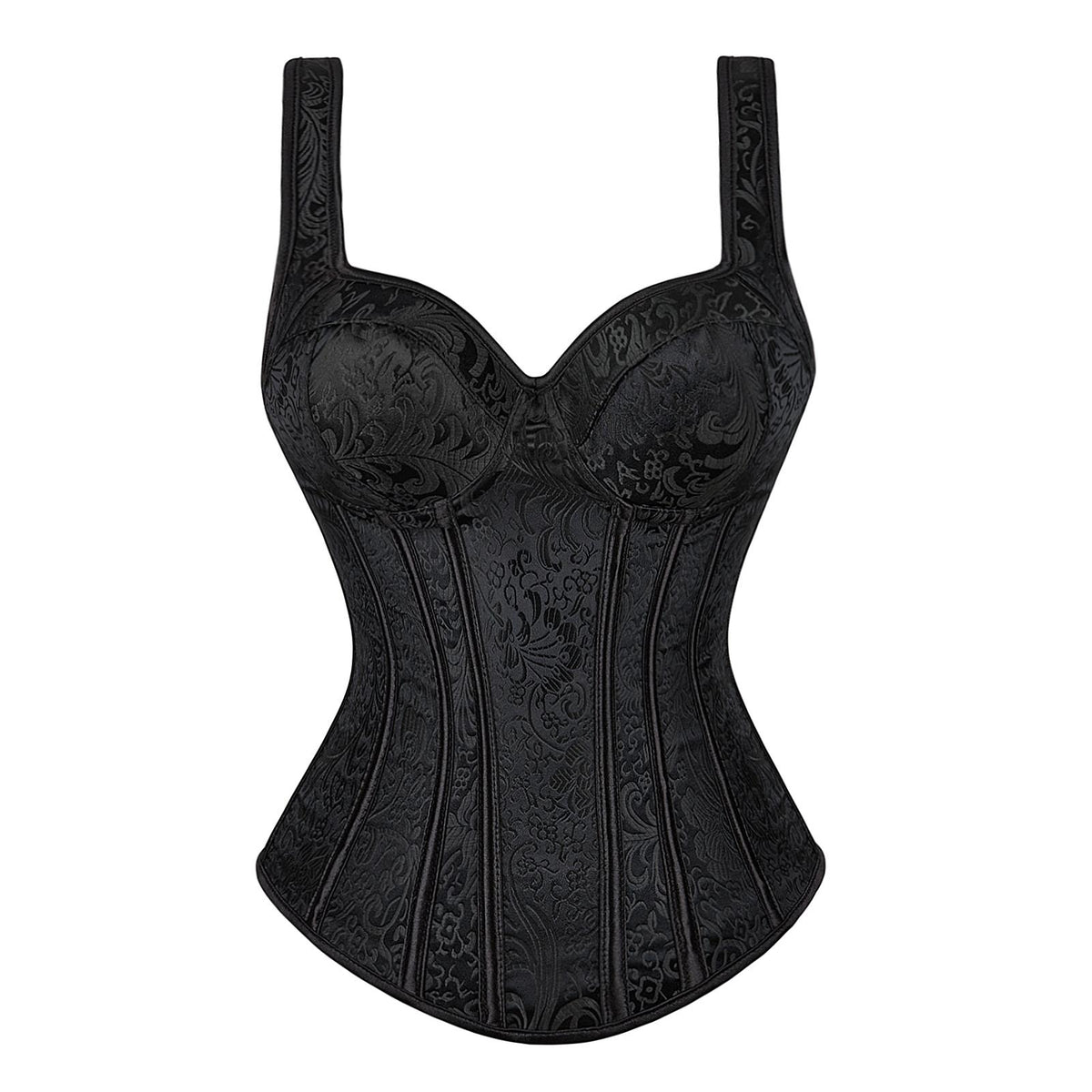 Women’s Gothic Jacquard Overbust Corset Top with Shoulder Straps – Mardi Gras, Halloween & Party Outfit