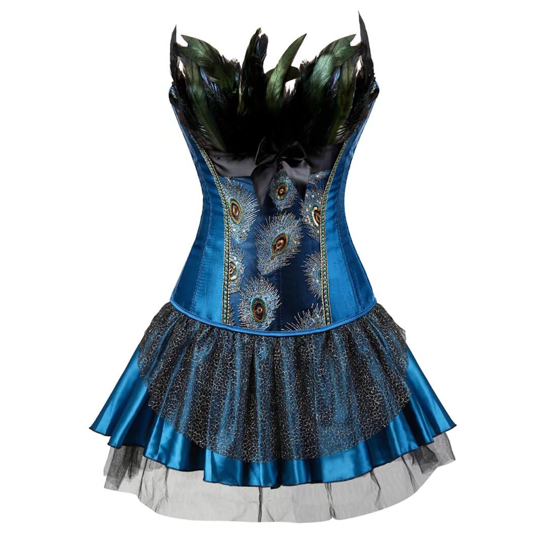 Corsets Dress for Women Bustier Lingerie for Peacock Feather Halloween Renaissance Plus Size