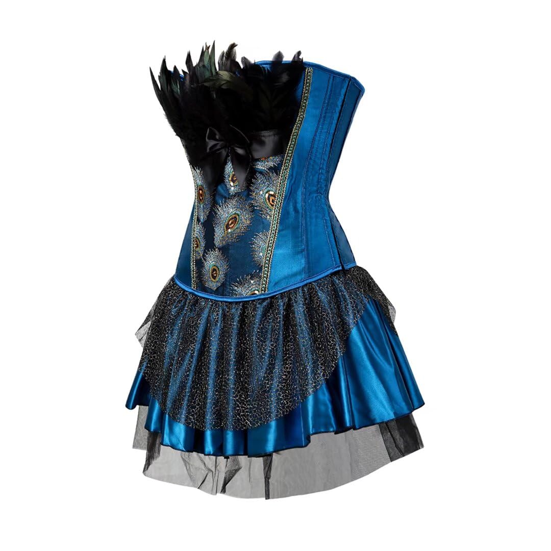 Corsets Dress for Women Bustier Lingerie for Peacock Feather Halloween Renaissance Plus Size